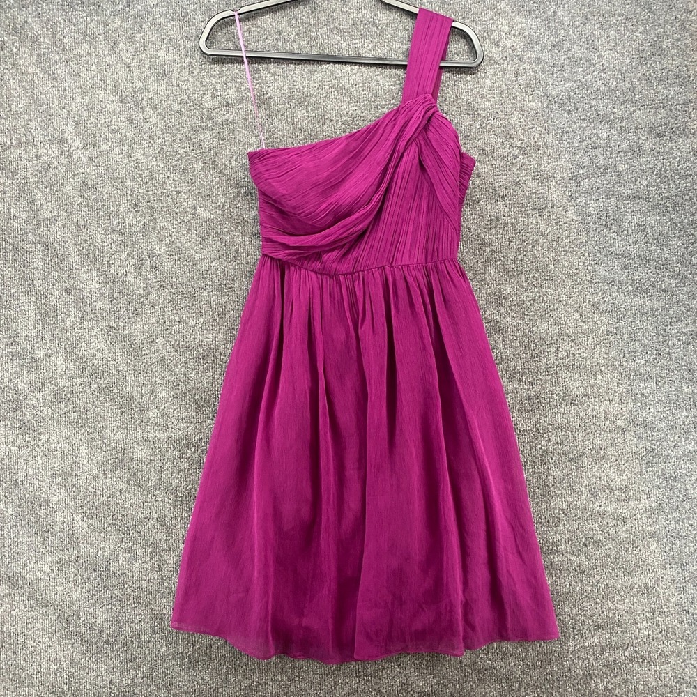 Vintage J Crew Dress Womens 4 Silk Purple One Shoulder Formal Party Evening Prom